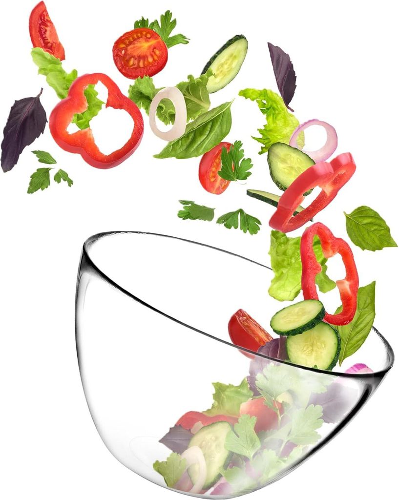 Ovale Gläserne Saladekom - 17 cm - Tiefe Schüssel für Süßigkeiten, Obst, Salat, Dessert - Gläserne Schalen - Obstschale Schalen & Präsentier...
