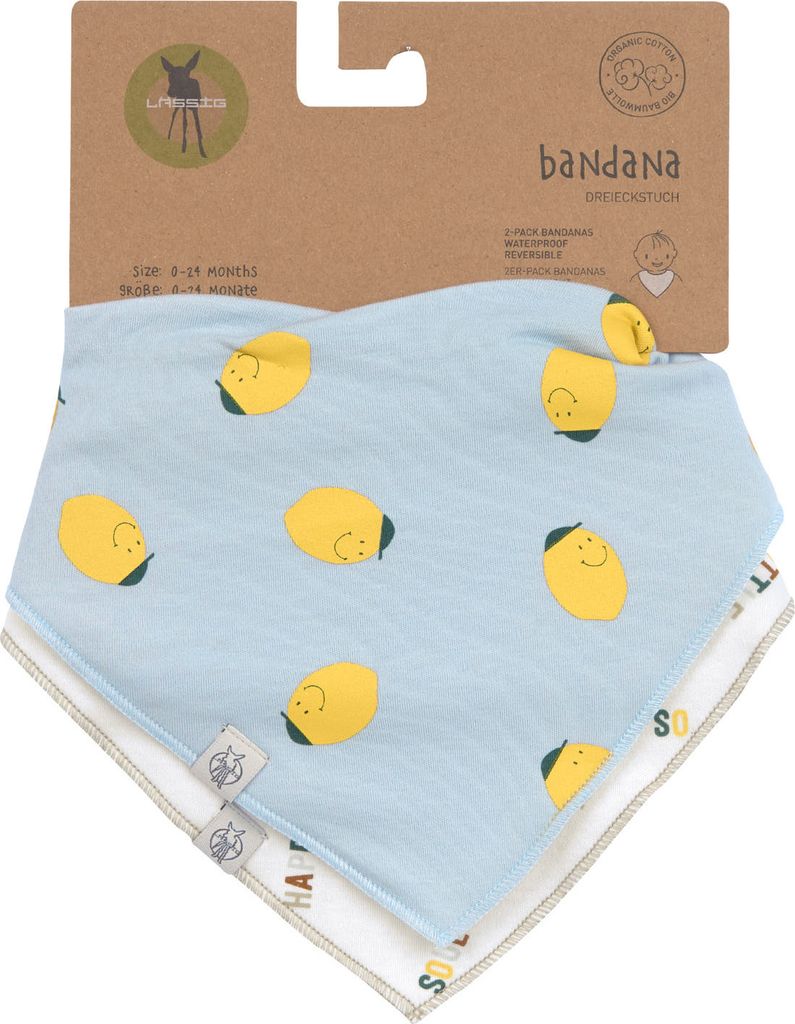Fruchtmuster-Bandana, 2er-Set, Zitronen-Motiv