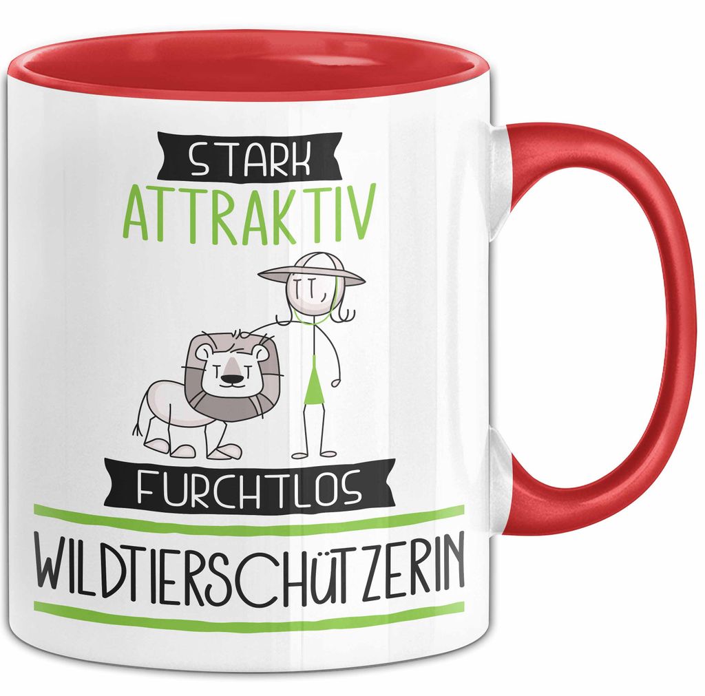 Wildtierschützerin Tasse Geschenk Becher Stark Attraktiv Furchtlos Wildtierschützerin Lustige Geschenkidee (Rot)