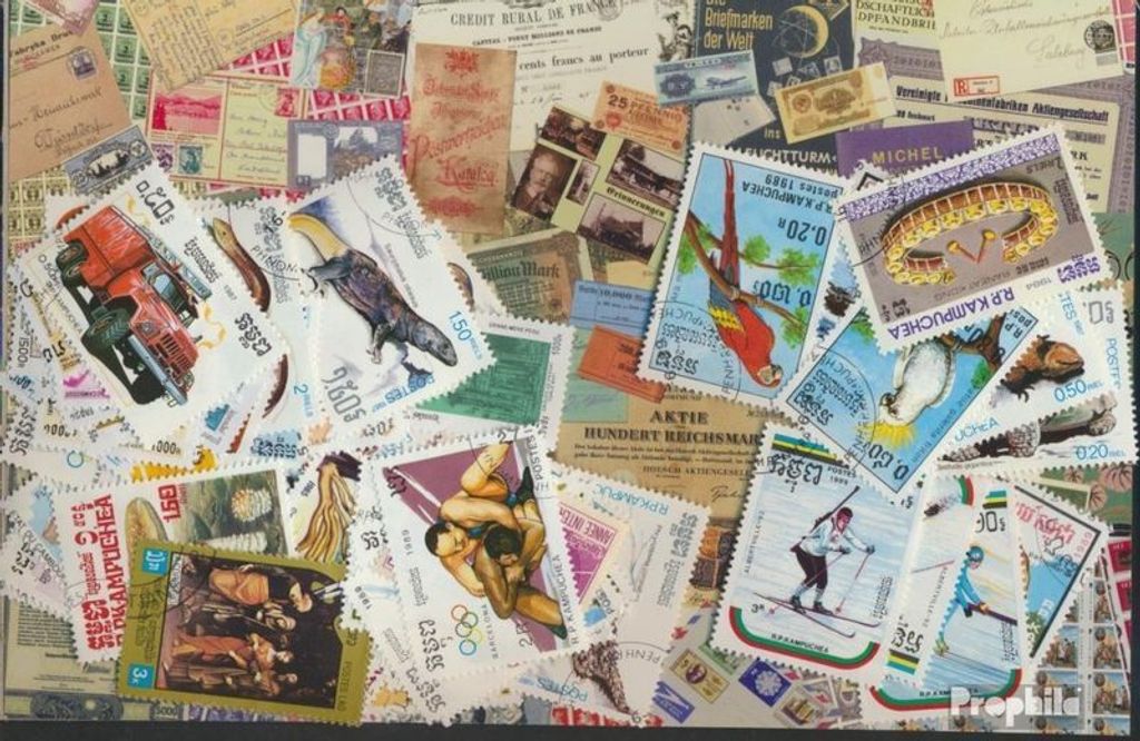 Briefmarken Kambodscha 100 verschiedene Marken