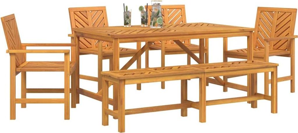 vidaXL Garten Essgruppe 6 pcs Braun Massivholz Akazie