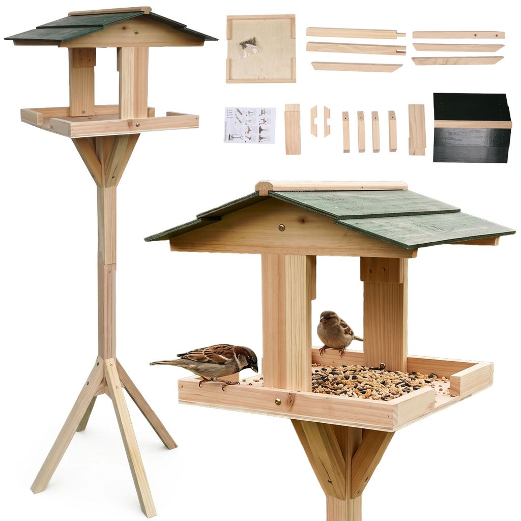 Freistehendes Vogelfutterhaus aus Holz mit Ständer, 116 x Produktbild 