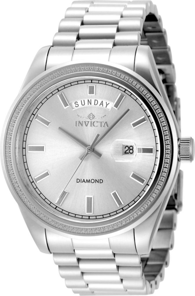 Invicta Elite Diamond 48759 Herrenuhr - Quarzwerk - Edelstahl mit silbernem Zifferblatt - 44 mm