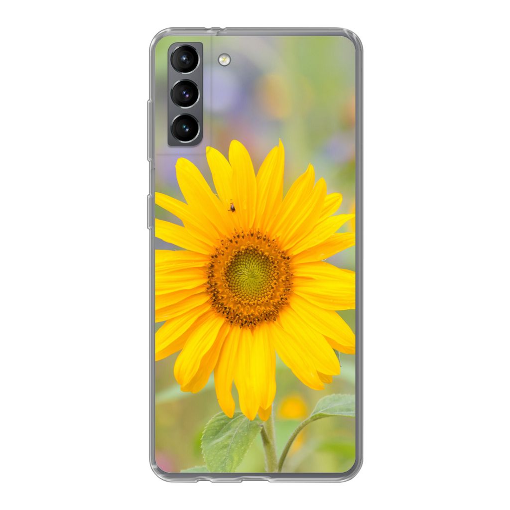 MuchoWow Handyhülle Schutzhülle Hülle für Samsung Galaxy S21 Plus Blumen - Sonnenblume - Gelb Silikon Softcase Handy Hülle - Handy-Tasche