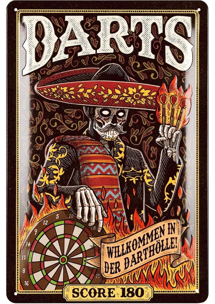 LANOLU Retro Blechschild Dart, Bar, Kneipen und Partykeller Dekoration, Irish Pub Deko Geschenk Männer, Darts Metallschild 20x30cm