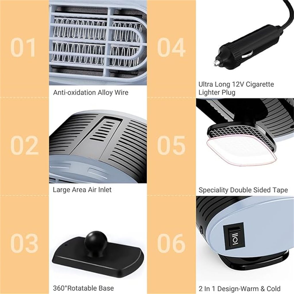 Autoheizung, Tragbar KFZ Heizlüfter, 12V 150W, Auto Heizung Produktbild 7