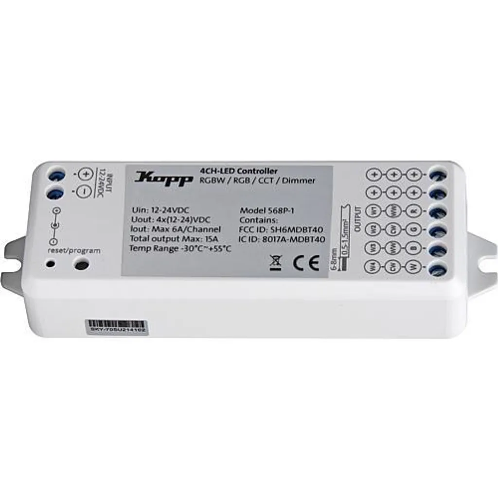 Contrôleur de ruban LED RGBW 4 canaux Blanc pour éclairage modulable