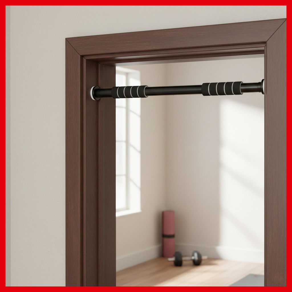 PeakPower Klimmzugstange, Türreck, verstellbar von 66,5 cm bis 93 cm, ohne Schrauben montierbar, rutschfest, sicherer Halt, Schaumstoffgriffe bis 100
