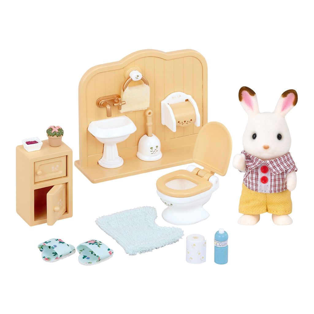 Sylvanian Families Schokoladenhasen Bruder mit Waschraum