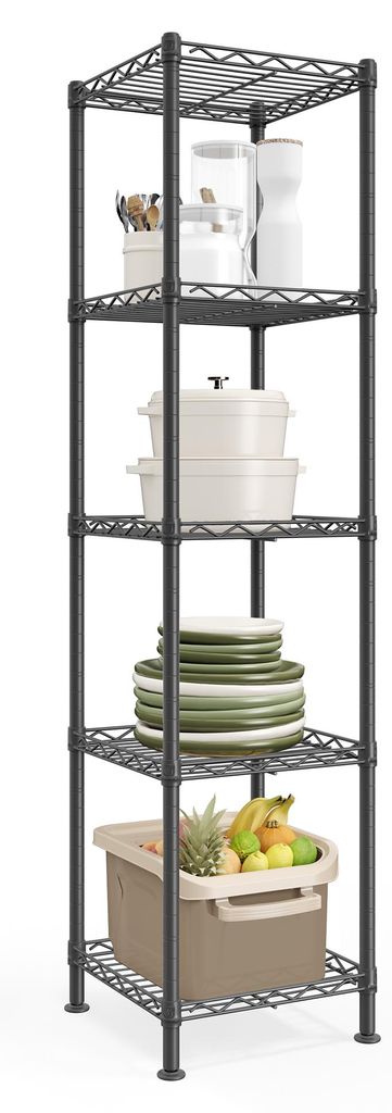 SONGMICS Standregal Metall, schmal, verstellbare Ablagen, Produktbild 