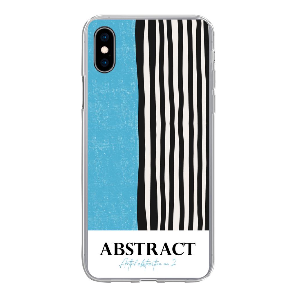 MuchoWow Handyhülle Schutzhülle Hülle für iPhone Xs Design - Blau - Schwarz - Weiß Silikon Softcase Handy Hülle - Handytasche