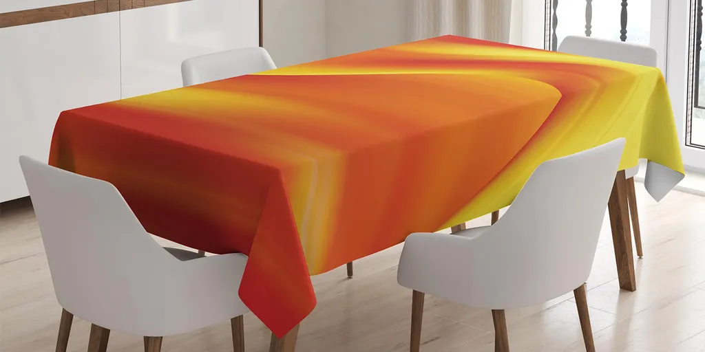 ABAKUHAUS Tovaglia arancione, onde digitalizzate in diverse tonalità con effetto di movimento, linee morbide e calde, stampa artistica, 140 x 200 cm, arancione bruciato