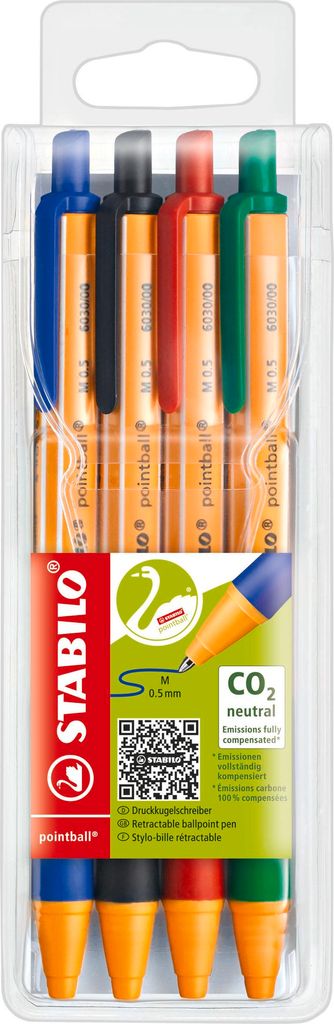 STABILO Druck-Kugelschreiber -  pointball - 4er Pack - Produktbild 