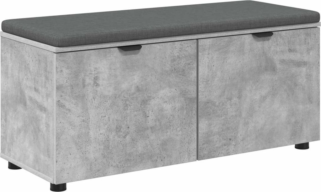 vidaXL Flurbank mit Kissen mit Regal Betongrau 100 x 38 x 46 cm