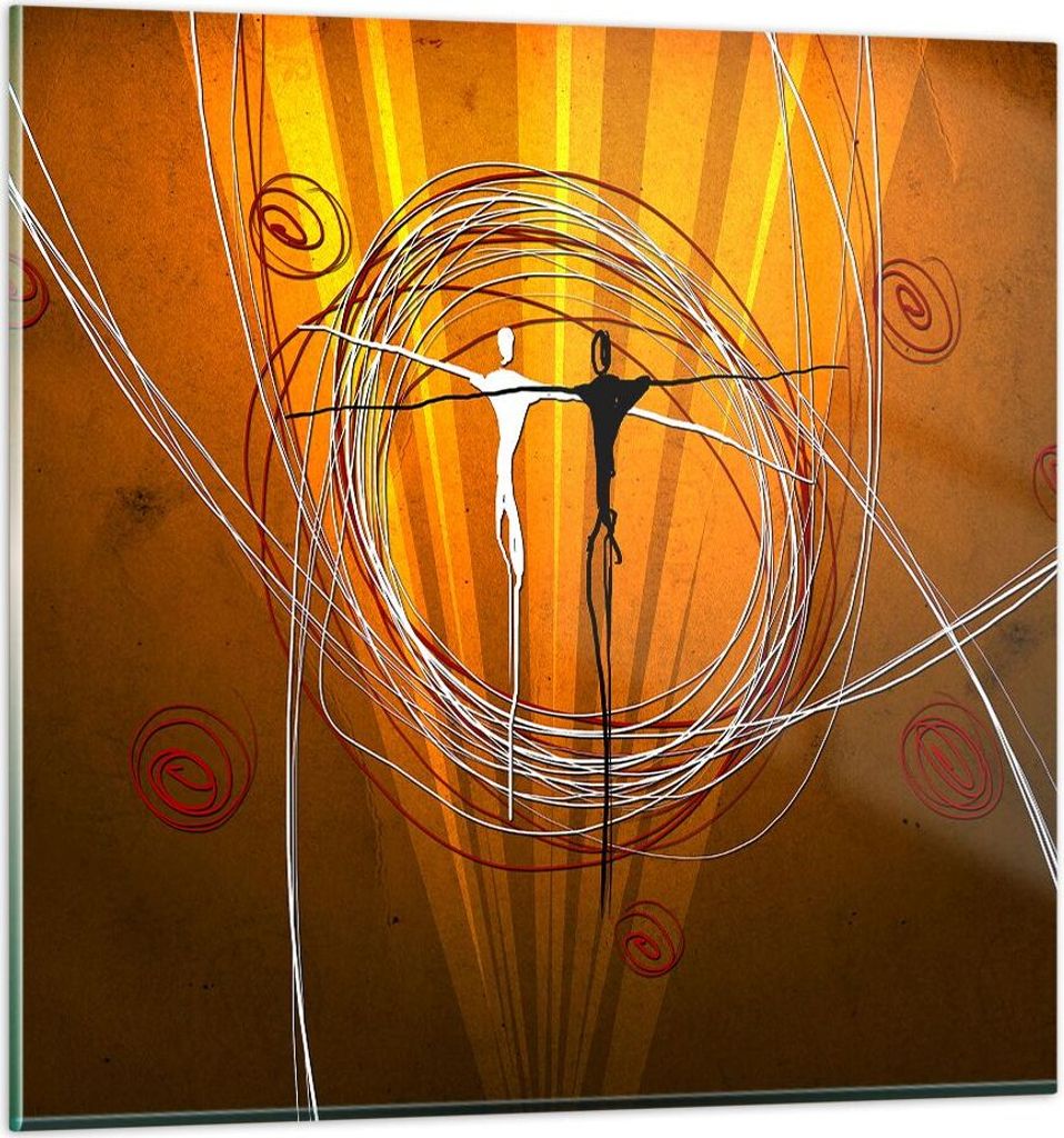 Bilder auf glas - Leute Tanz Linien Tapeten - 50x50cm - Glasbilder - Wandbilder - Kunstdruck - zum Aufhängen bereit - Wanddekoration aus Glas - Gl...