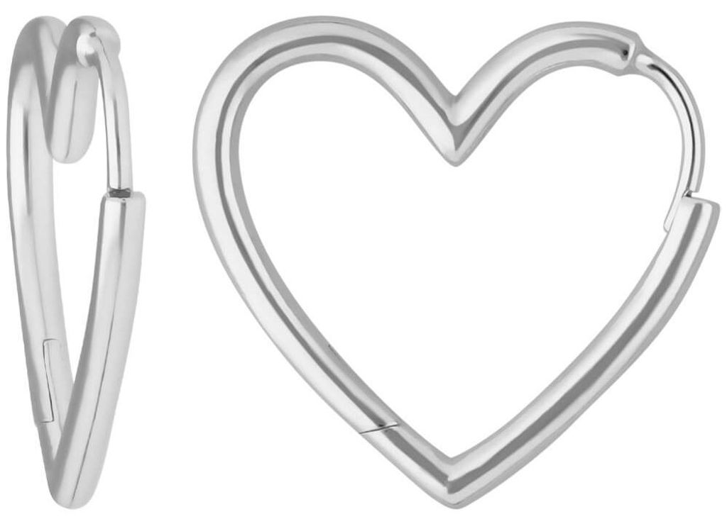 Paar Ohrringe Creolen Herzen Ohrschmuck aus 925 Silber 19,3x1,8mm