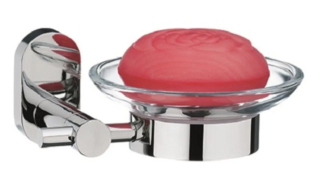 Porte-savon inox brillant pour évier de cuisine ou vasque de toilette
