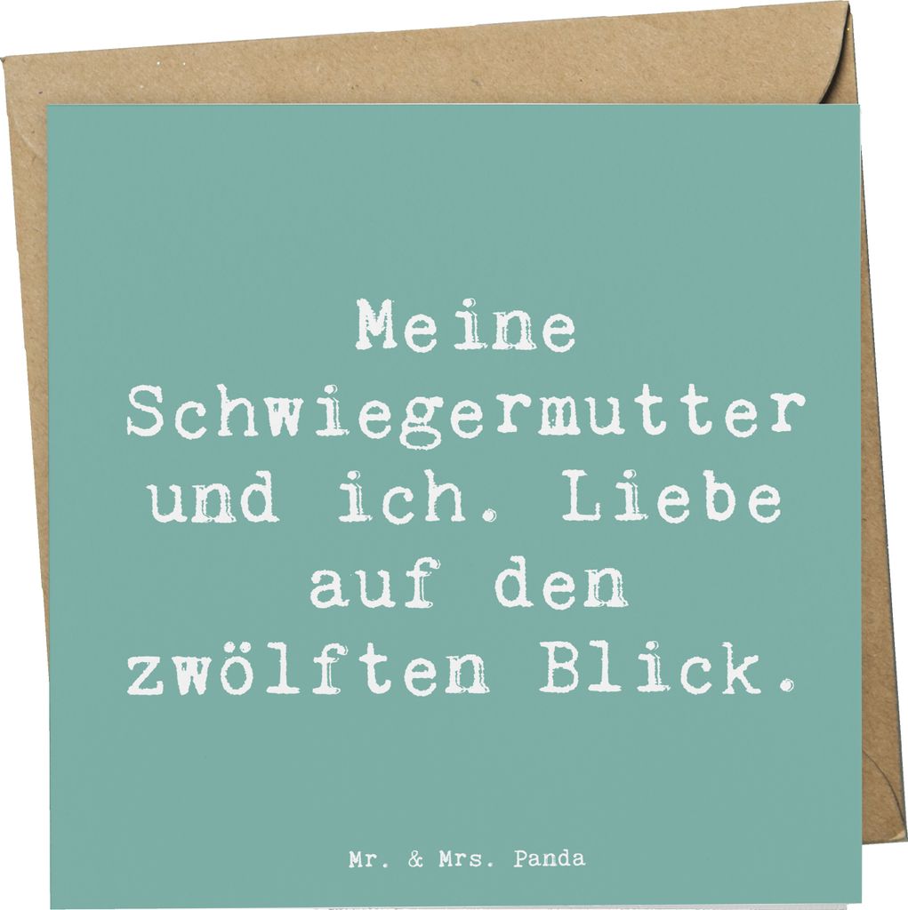 Mr. & Mrs. Panda Grußkarte Spruch Schwiegermutter Liebe - Meeresbrise - Geschenk, Weihnachten, handgemacht, faltkarte, doppelkarte, Verbindung, Kl...