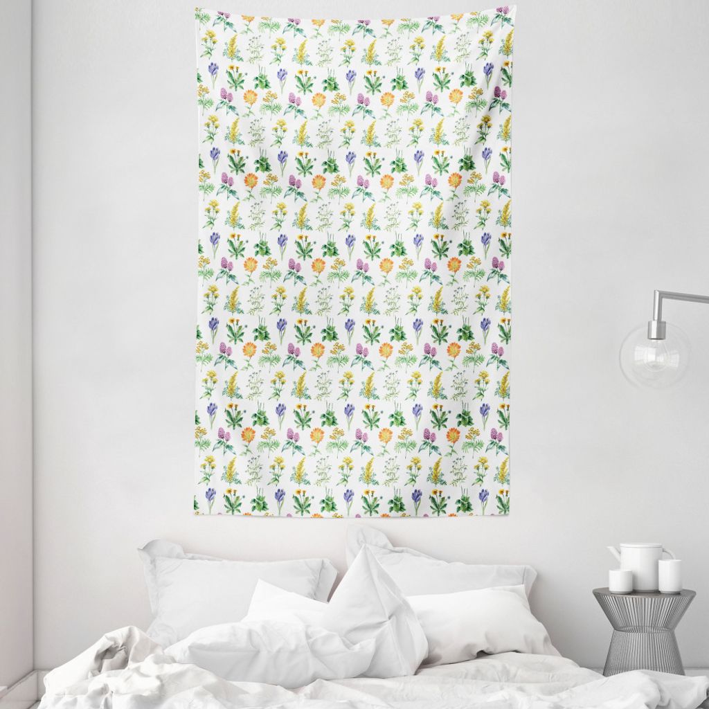 ABAKUHAUS Distel Wandteppich und Tagesdecke, Bio-Kräuter-Skizze aus Weiches Mikrofaser Stoff Waschbar ohne Verblassen Digitaldruck, 140 x 230 cm, ...