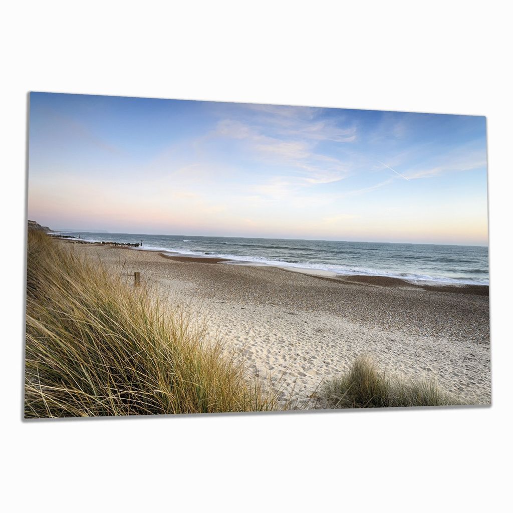 Wallario Herdabdeckplatte aus Glas, Größe 90 x 52 cm 1-teilig, Motiv Strandspaziergang im Urlaub an der Ostsee