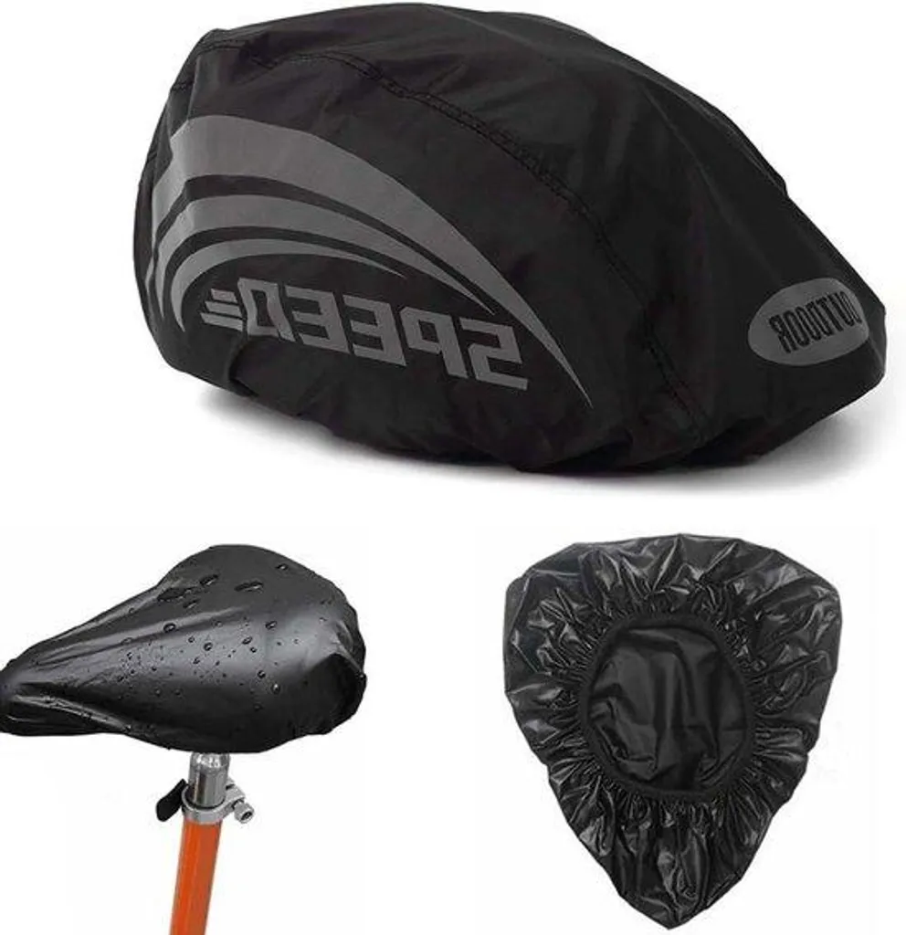 Housse casque vélo anti-pluie et protège-selle : restez au sec et vu