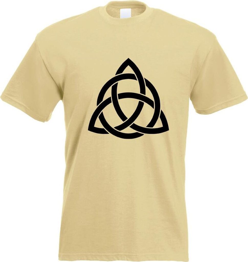 Kiwistar - T-Shirt - Khaki - Triquetra Motiv Bedruckt Funshirt Design Print - mit Motiv Bedruckt - Funshirt Design - Sport - Freizeit - Herren - S