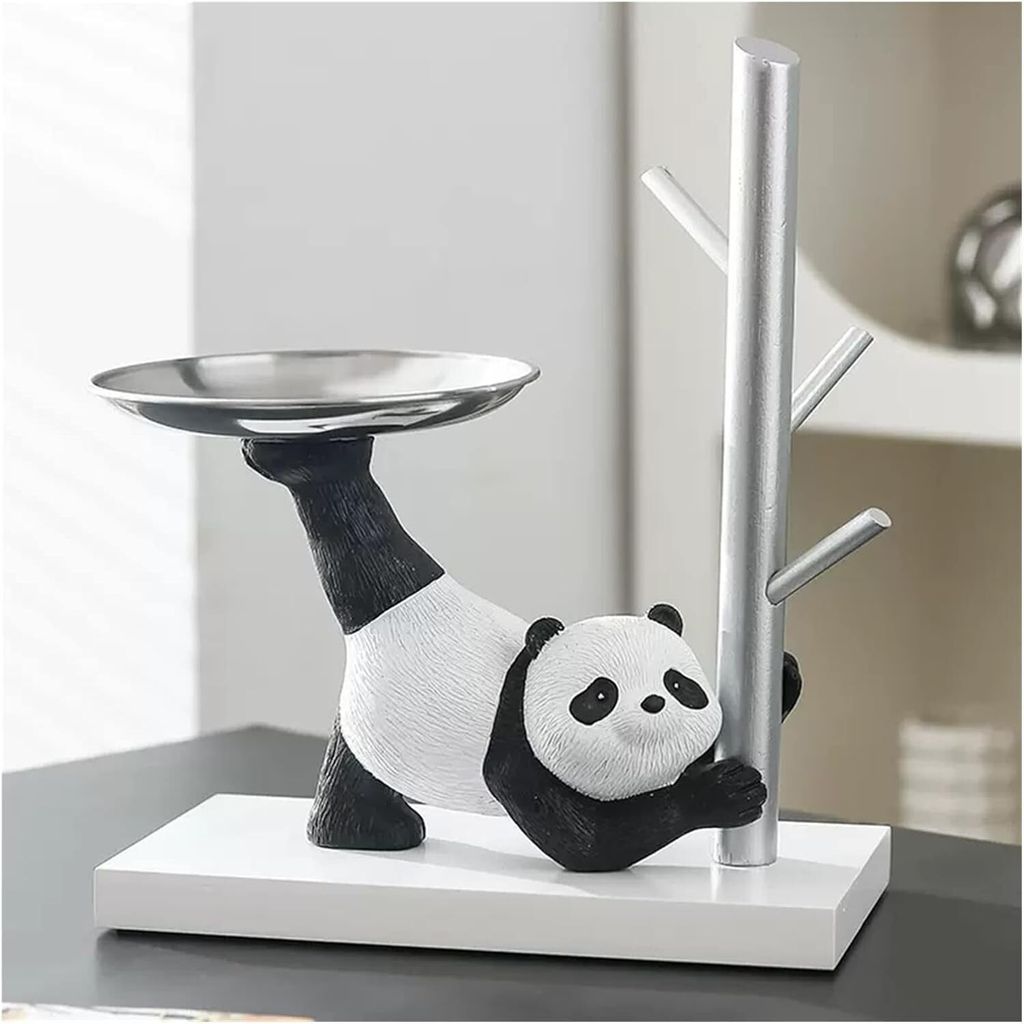 Harz-Panda-Schreibtisch-Ablage, Statue, Münze, Sparschwein, Aufbewahrung, Tischdekoration, Ornament, Dekoration, Büro, Heimdekoration, mit Ablage B