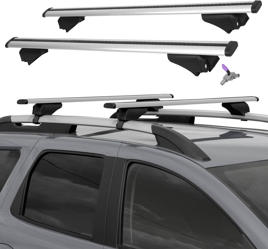 Querträger Dachträger Grundträger mit Schloss für Mazda MPV 2. Geb. in Grau