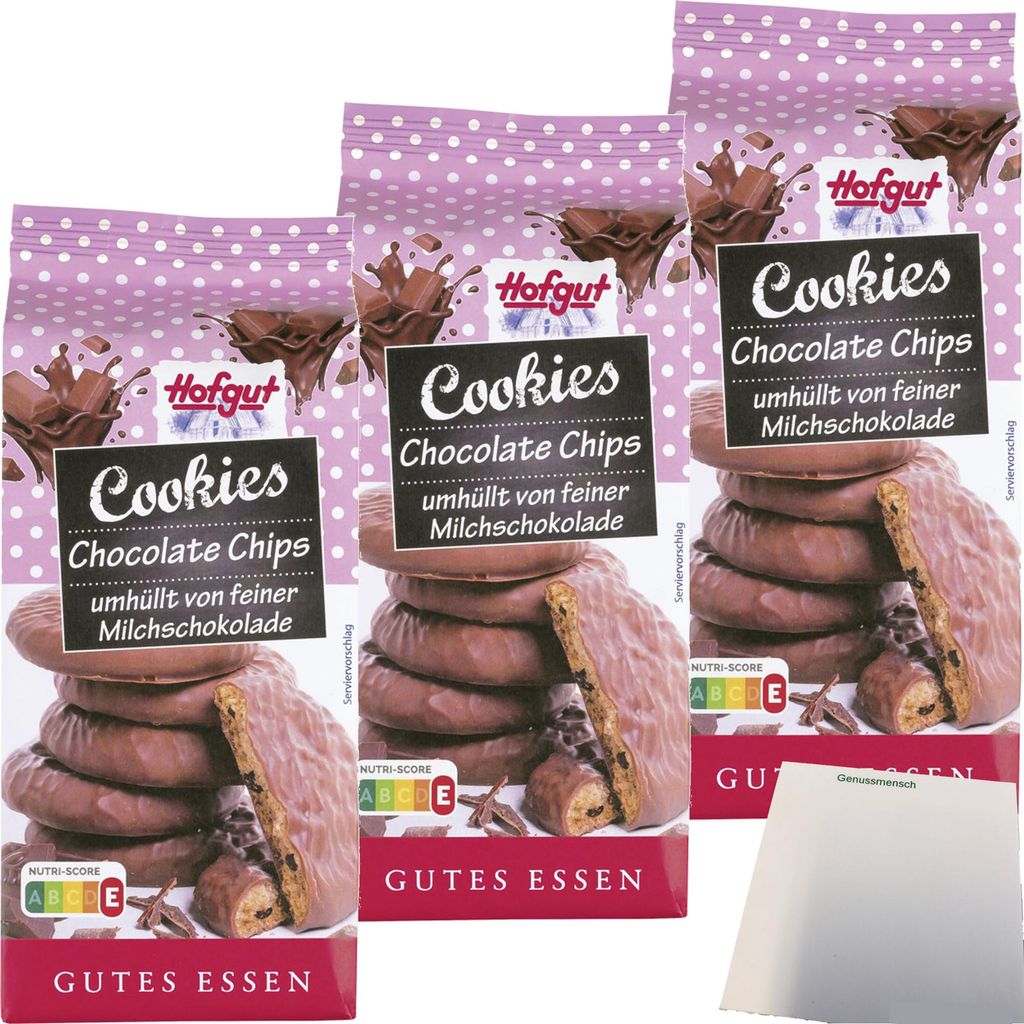 Hofgut Cookies Fully Chocolate 3er Pack (3x180g Packung) + usy Block