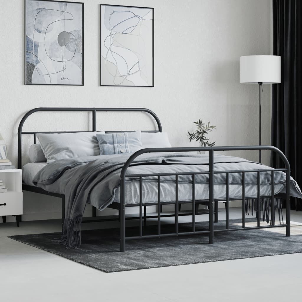 "im Sonderangebot"Bettgestell - CLORIS - Doppelbett - Robust und langlebig - mit Kopf- und Fußteil Metall Schwarz 140x190 cm - Einfache Montage - ...