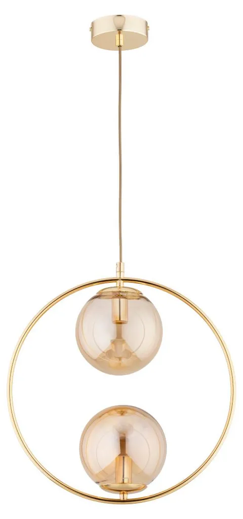 Suspension métal doré 2xE14 ADINO - Éclairage ambré chic Alfa 85cm