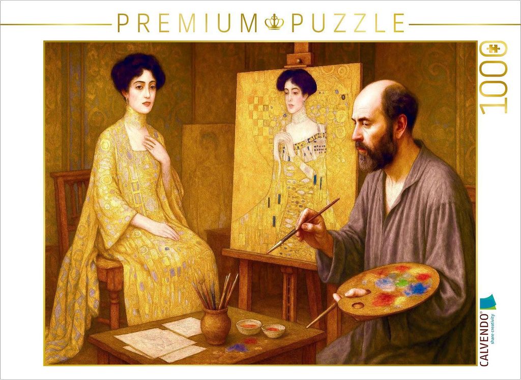 CALVENDO Puzzle Gustav Klimt malt „Adele Bloch-Bauer I“ | 1000 Teile Lege-Größe 64x48cm Foto-Puzzle für glückliche Stunden