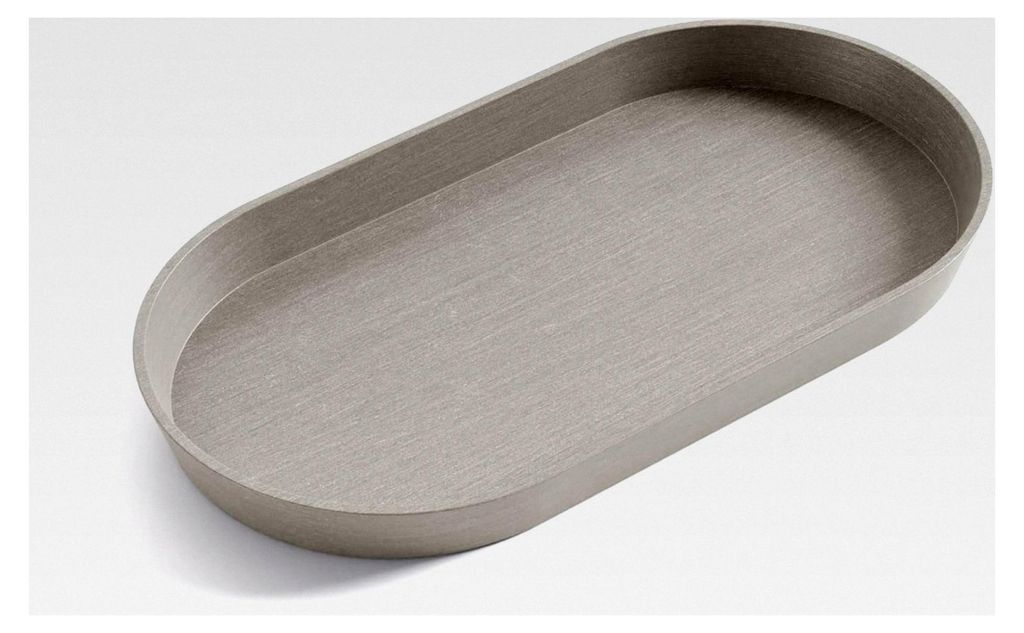 Ovaler Untersetzer Taupe - Innenboden L 26 cm / Außen L 28,4 x H 2,4 cm