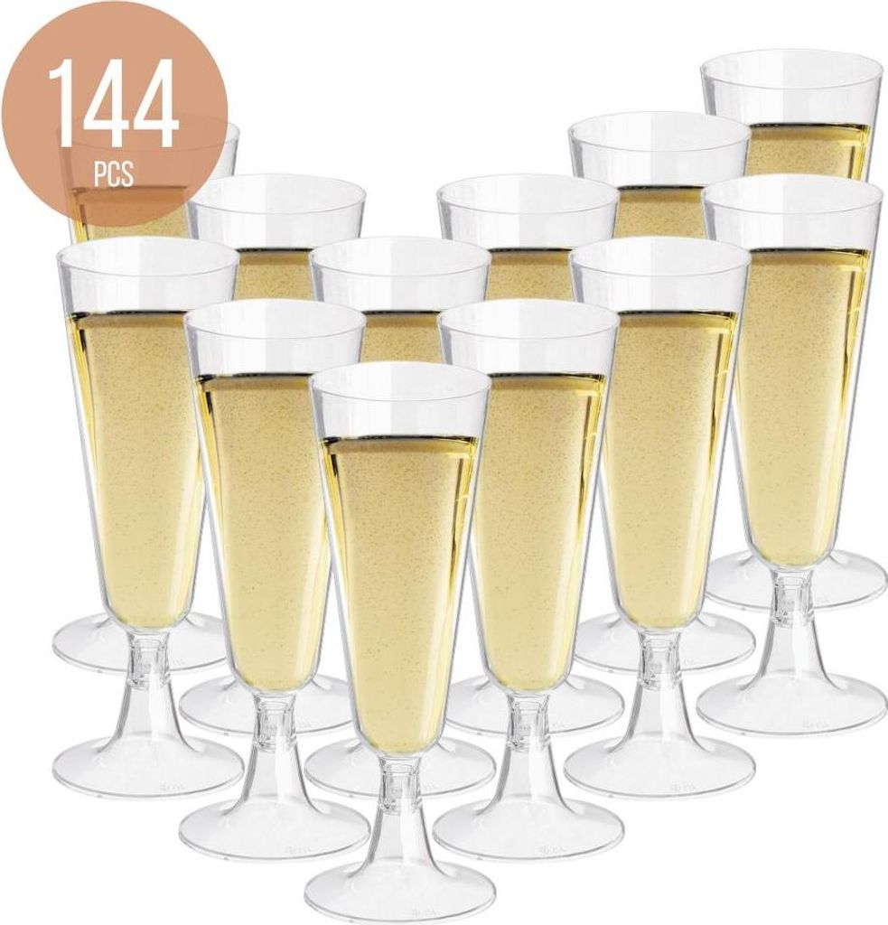 OTIX Kunststoff Champagner Gläser Wiederverwendbar 144 Stück 150ml Transparent Kunststoff