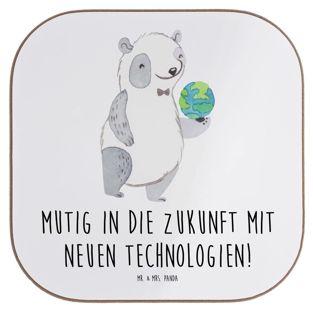 Mr. & Mrs. Panda Untersetzer Glas Neuen Technologien begegnen - Weiß - Geschenk, neue, für Gläser, technologische Neuerungen, gläseruntersetzer...