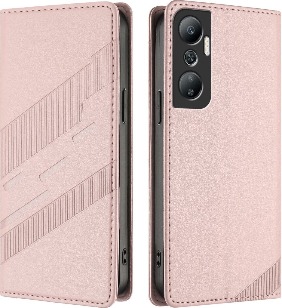 Hülle für Infinix Hot 20 4G, Kunstleder Brieftaschen Handyhülle mit Kartenfach und Standfunktion Pink
