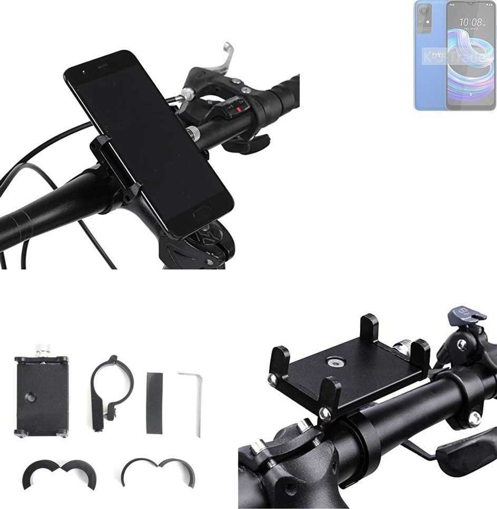 K-S-Trade Handyhalterung für das Fahrrad kompatibel mit HTC Wildfire E3 Lite Halter Lenkstange Fahrradhalterung Motorrad Bike Mount Befestigung