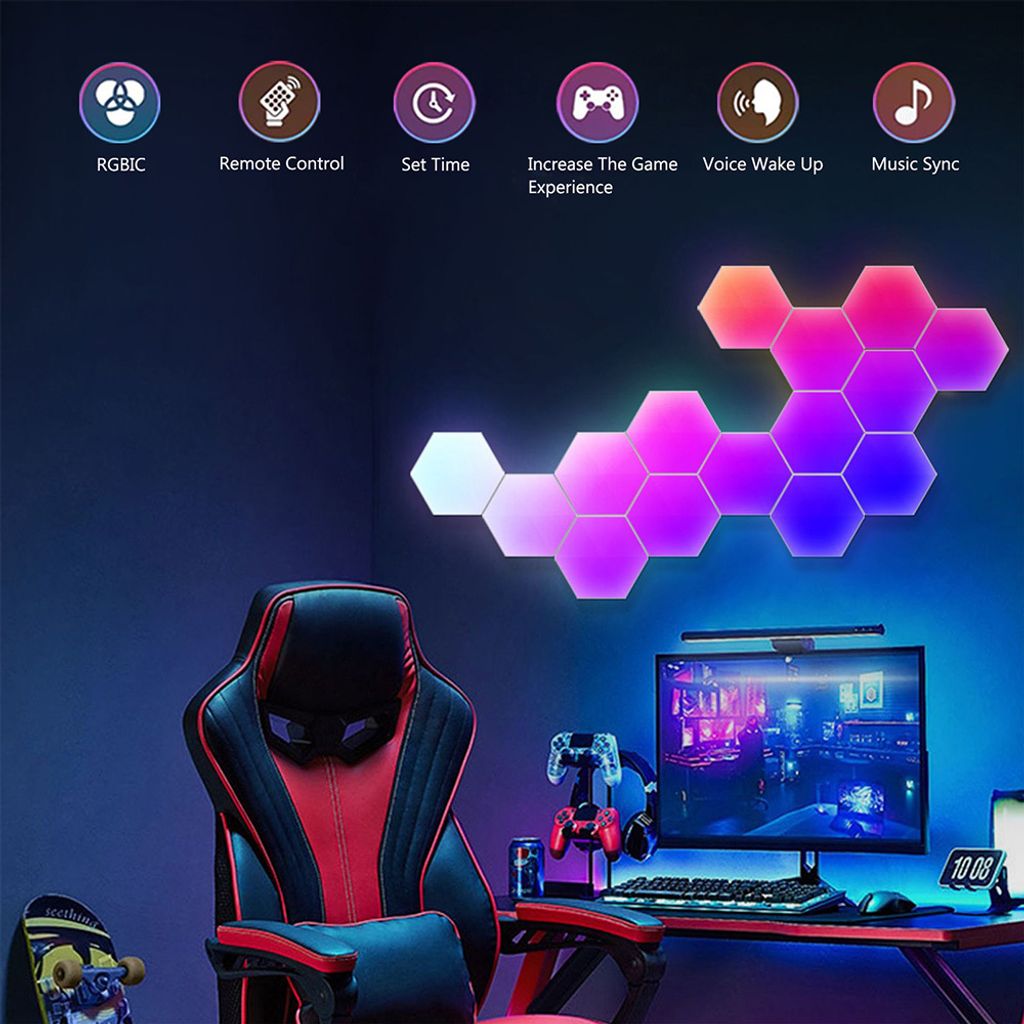 LED Hexa Lichtpanels WiFi RGBIC Musik Sync Hexagon Produktbild 4