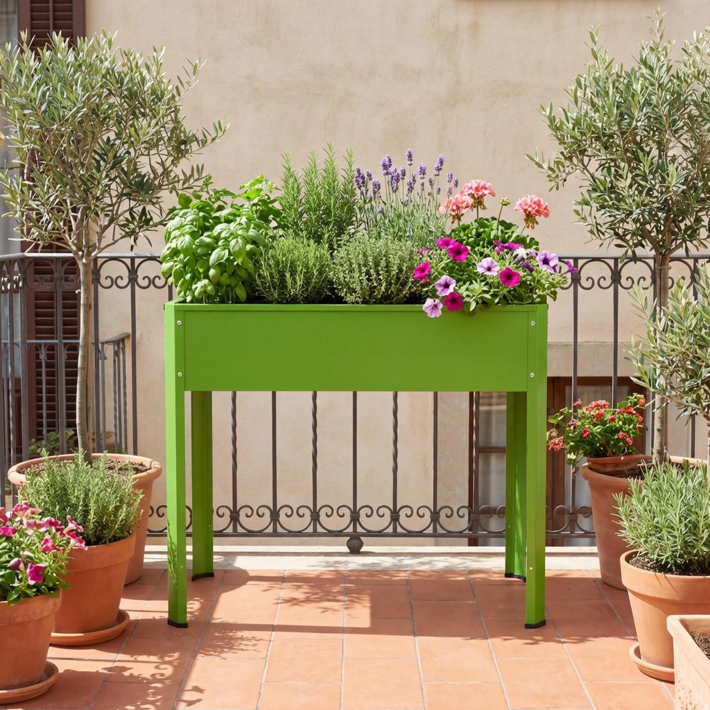 VCM Metall Hochbeet 80x35x80 cm, stehender Pflanzkasten für Balkon Terrasse Garten, Blumenkasten, Balora L
