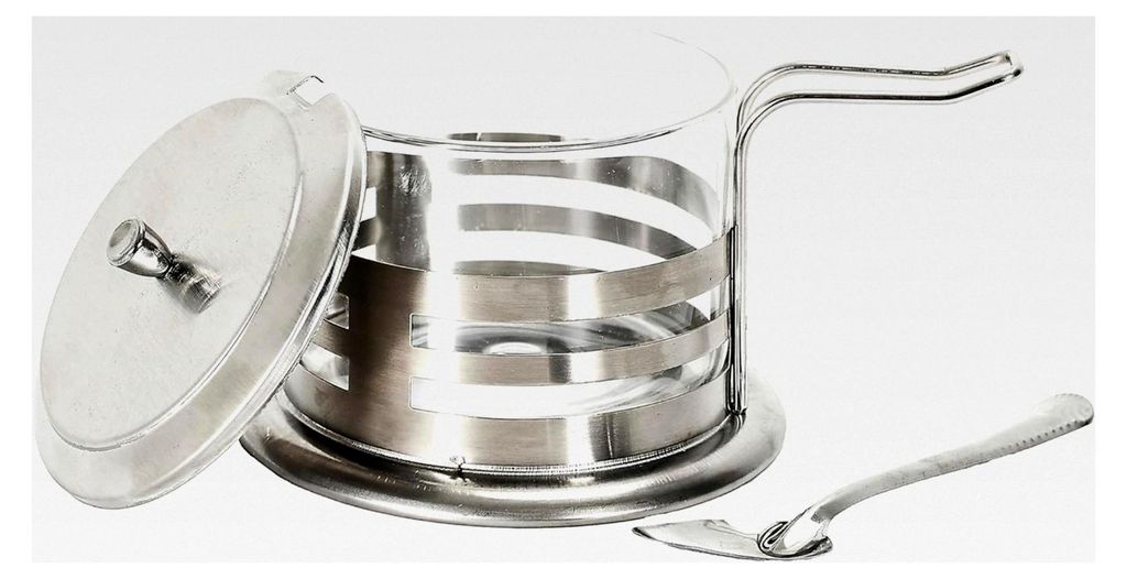 Parmesanbehälter, 18,5 cl, Tischservierzubehör, Grau aus Edelstahl und Transparent