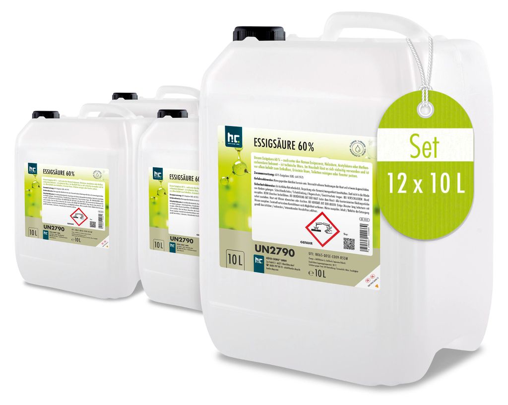 10 Liter hochprozentige Essigsäure 60% zur Entkalkung und Produktbild 