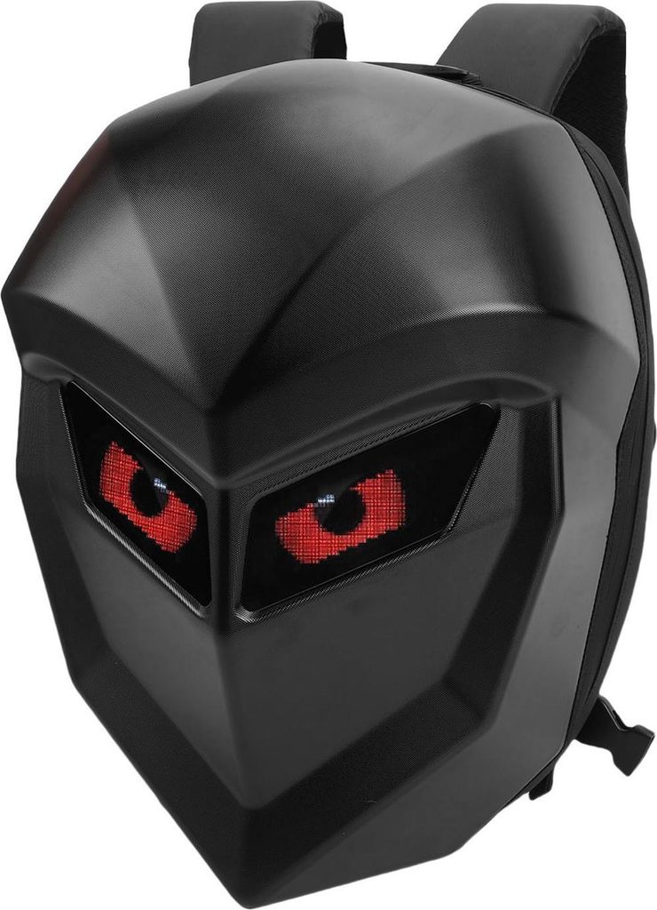 17-Zoll-LED-Motorrad-Ritter-Rucksack DIY programmierbare Farbbildschirm 20L Wasserdicht Hardshell Helm Laptop-Rucksack für Reiten Radfahren Schwarz