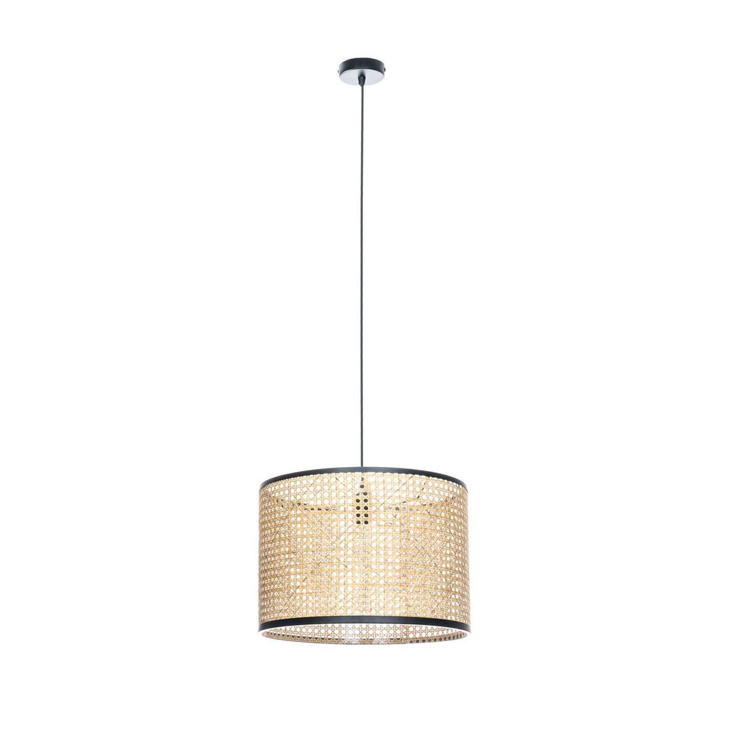 Lindby Hängeleuchte Yaelle, Ø 40 cm, Rattan, schwarz, E27