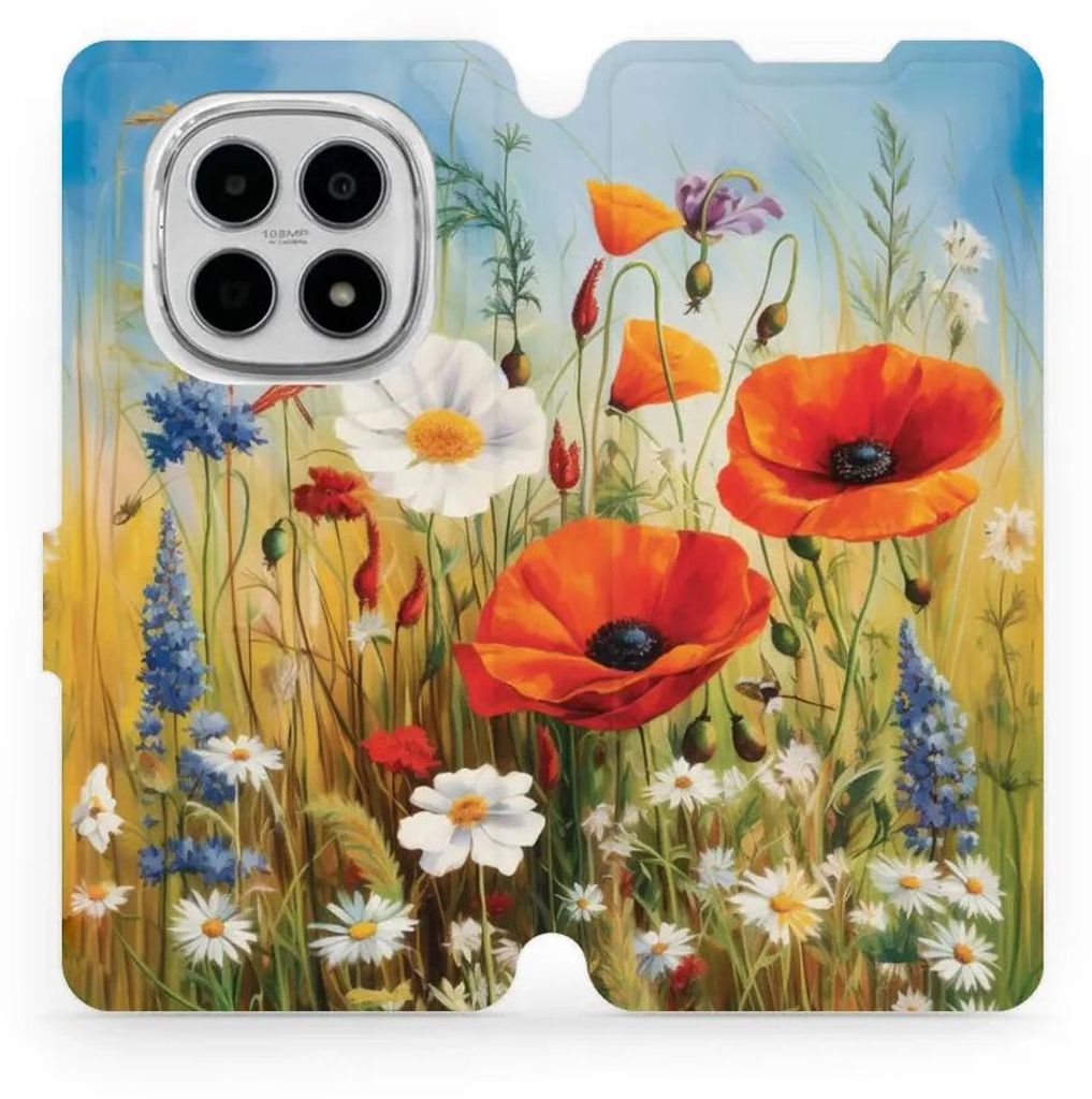 Handyhülle mit klappe für Xiaomi Redmi Note 15 4G, Mobiwear Book, Wiesenblumen