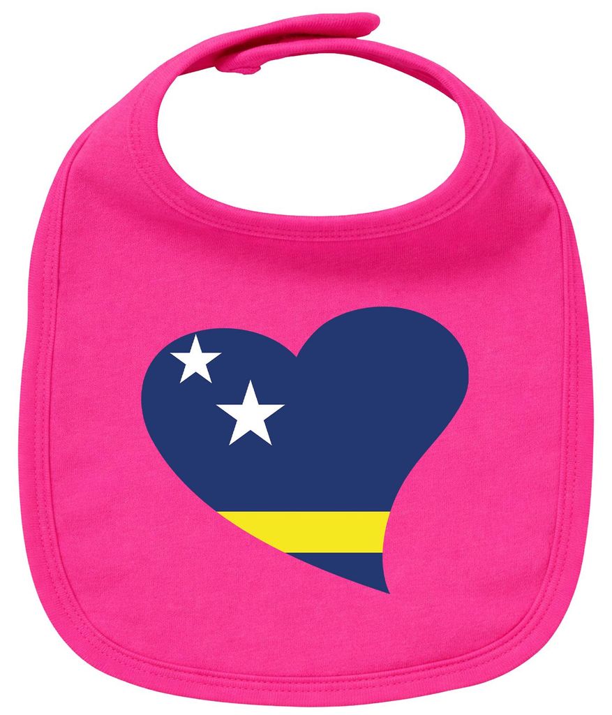 Huuraa Baby Lätzchen Curacao Flagge Herz Cherry Pink Klettverschluss Baumwolle Latz Geschenkidee