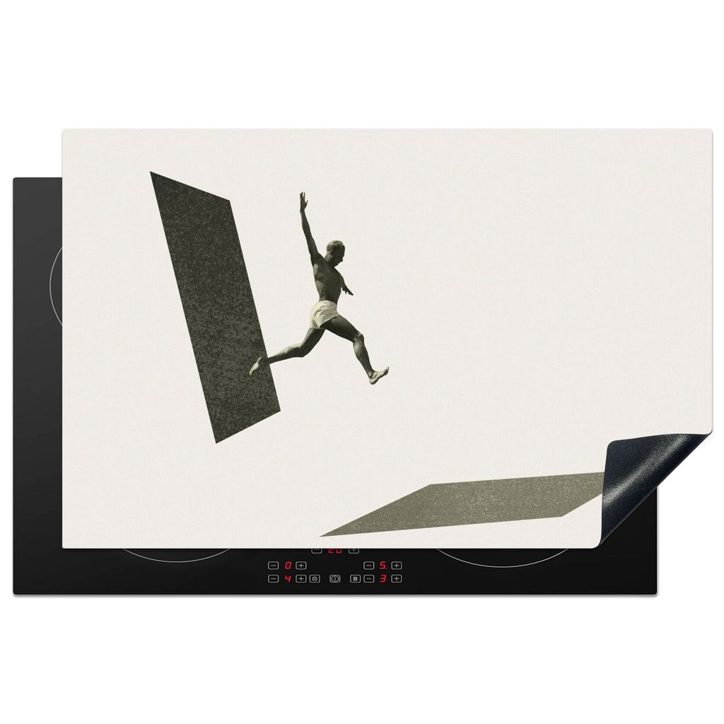 KitchenYeah Herdabdeckplatte Jahrgang - Mann - Design , 81x52cm, Küche Deko, Glaskeramikkochfeld Herdabdeckung, Abdeckplatte fùr Kochfeld