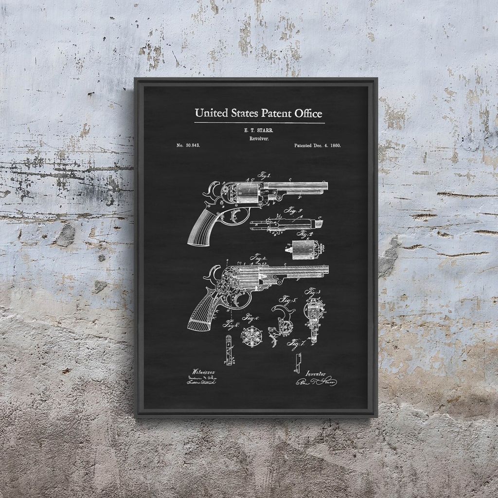 Poster - Canvas - Leinwand - 42 cm x 59,4 cm - Gun Firearm Patent Starr