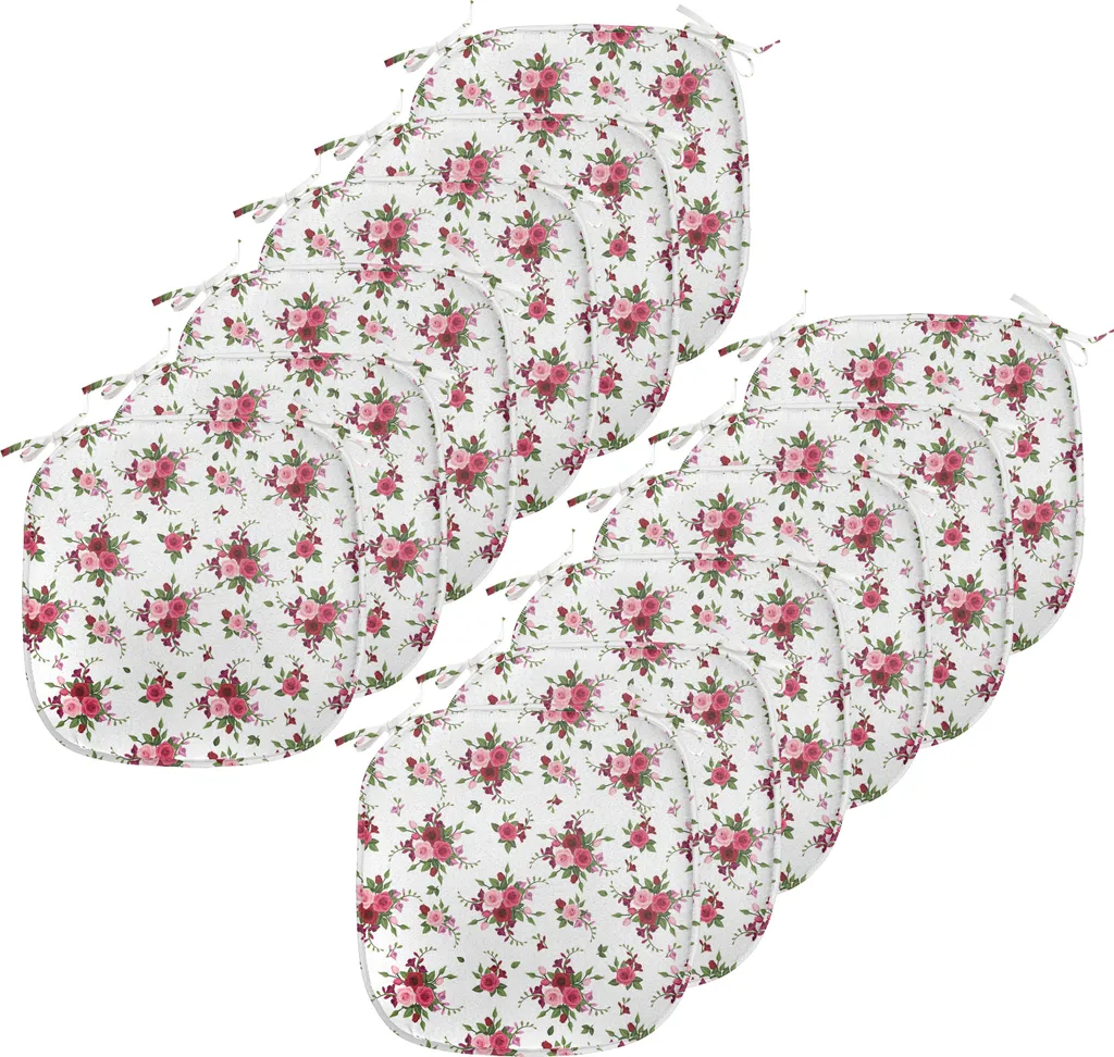 ABAKUHAUS Set 12 Cuscini Sedie 40x40 Impermeabili Rose Rosa Rubino