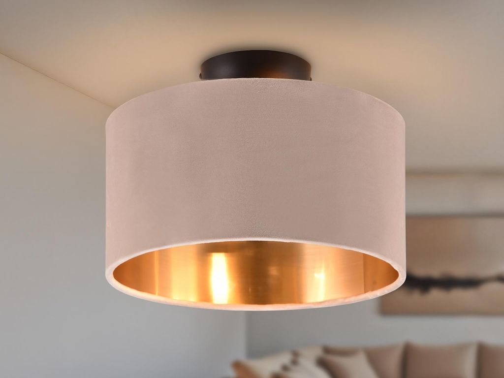 Kleine LED Deckenleuchte mit Samt Lampenschirm Ø 30cm, Wohnzimmer & Schlafzimmer