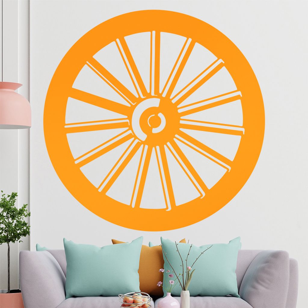 KIWISTAR Wagenrad - Holz Modell Gummi Wagen Wandtattoo in 6 Größen - Wandaufkleber Wall Sticker - Dekoration, Küche, Wohnzimmer, Schlafzimmer, B...